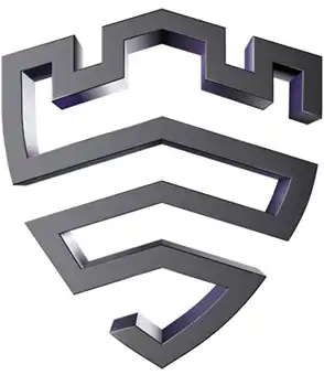 Pajzs alakú biztonsági ikon lila részletekkel.