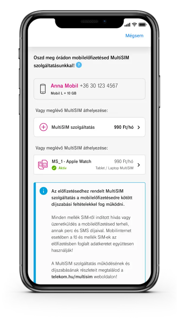 Meglévő MultiSim kártya