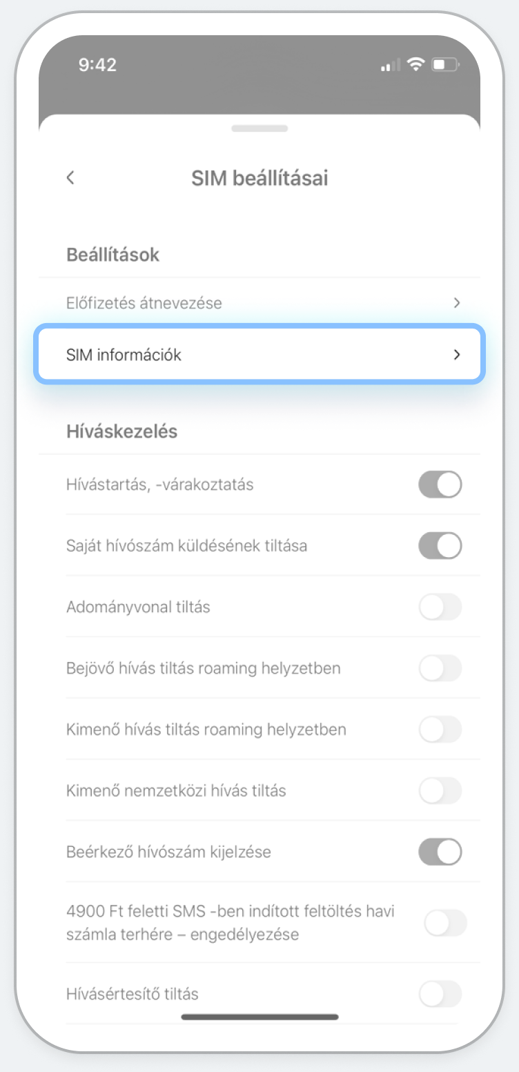 Nyisd meg a SIM beállításokat!